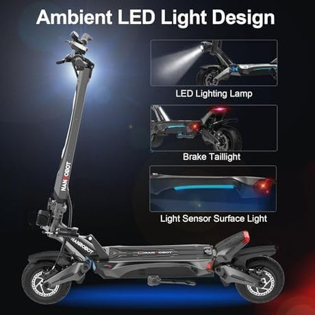 NANROBOT Electric Scooter Adults 50mph Dual Motor Electric Scooter with Suspension 80Miles Range Fast Sports Escooter Folding 10″ Off Road Tires 330LBS Max Load Complies with UL2272 Certification - Ezonesglobal - Buy at Wine Coolers Online
