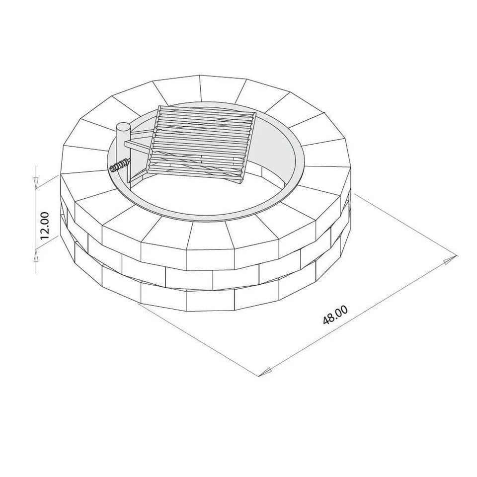 Necessories Wood Burning Fire Pit Kit 48″ w/ Cooking Grate, Concrete in Santa Fe - Ezonesglobal - Buy at Wine Coolers Online