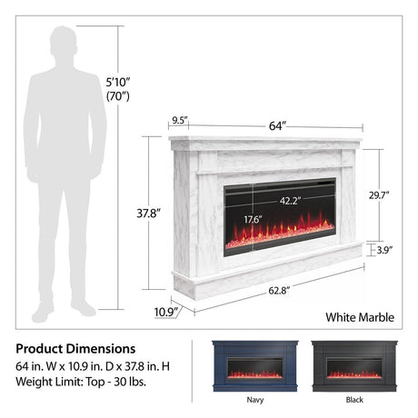Novogratz Waverly Wide Mantel Electric Fireplace - Ezonesglobal - Buy at Wine Coolers Online