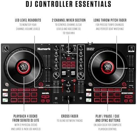 Numark Mixtrack Platinum FX Serato DJ Controller with Jog Wheel Displays, 4 Decks, Mixer, Effects Paddles and (Audio Interface) - Ezonesglobal - Buy at Wine Coolers Online