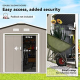 Outsunny 11′ x 13′ Outdoor Storage Shed, Garden Tool Metal Shed with Foundation Kit, Double Lockable Door, Air Vents and Sloping Roof, for Backyard, Patio, Lawn, Light Gray - Ezonesglobal - Buy at Wine Coolers Online