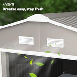 Outsunny 11′ x 13′ Outdoor Storage Shed, Garden Tool Metal Shed with Foundation Kit, Double Lockable Door, Air Vents and Sloping Roof, for Backyard, Patio, Lawn, Light Gray - Ezonesglobal - Buy at Wine Coolers Online