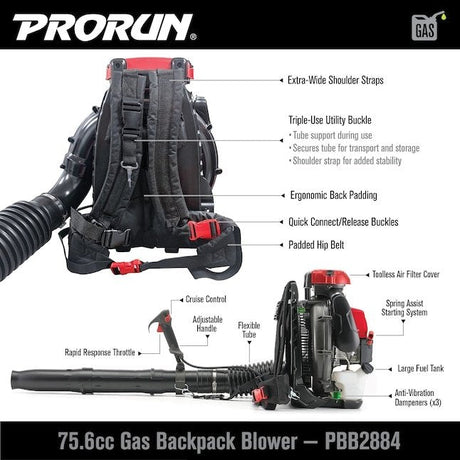 PRORUN PBB2884 Gas Backpack Leaf Blower - Ezonesglobal - Buy at Wine Coolers Online