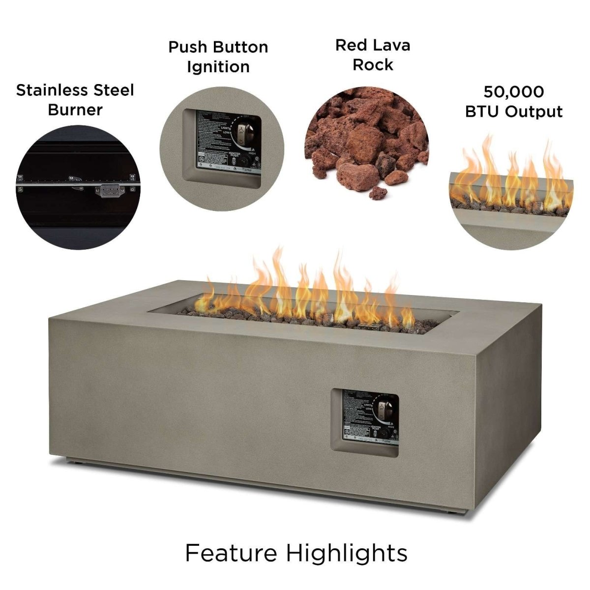Real Flame Aegean 42″ Rectangle Propane Gas Outdoor Fire Table - Ezonesglobal - Buy at Wine Coolers Online
