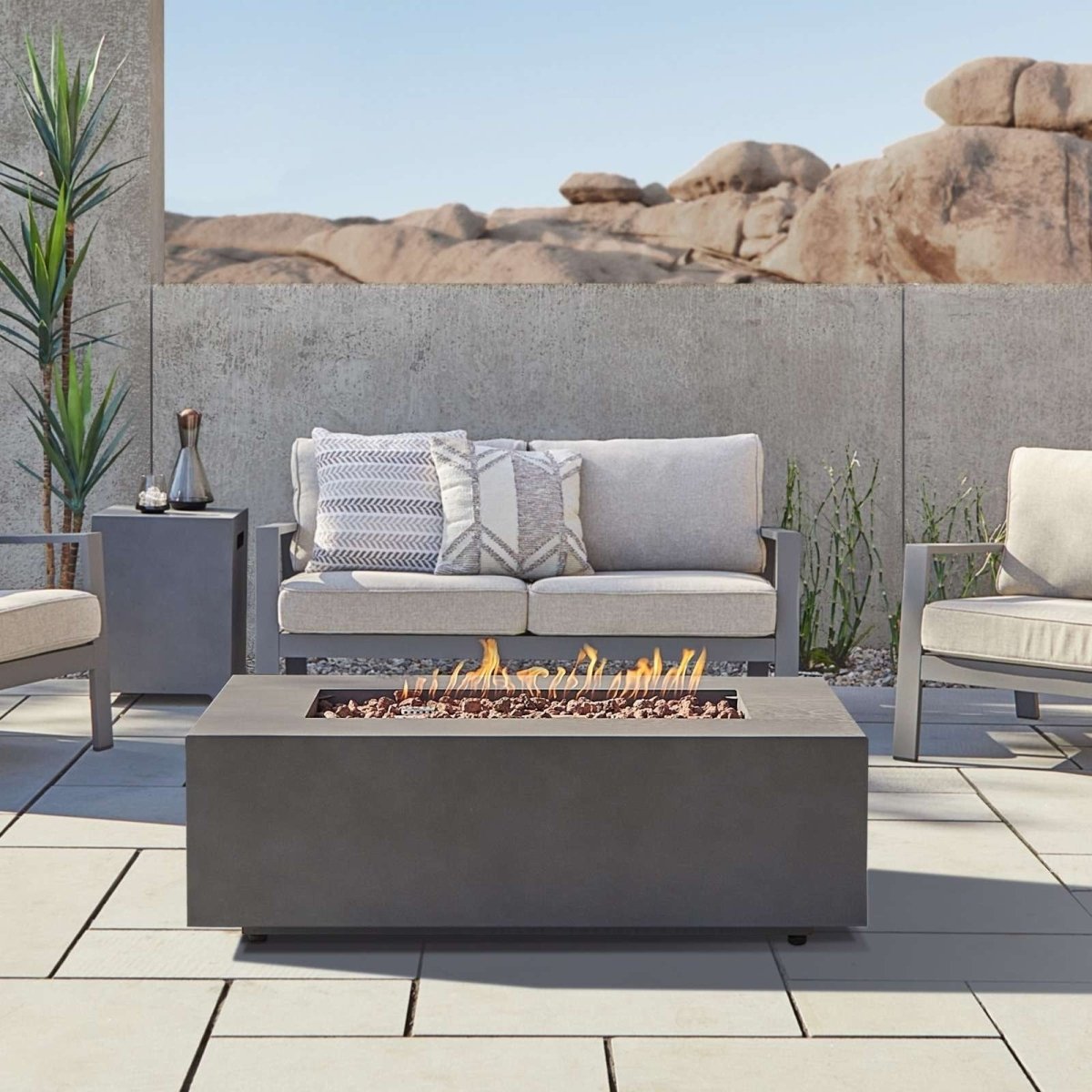 Real Flame Aegean 50″ Rectangle Propane Gas Outdoor Fire Table - Ezonesglobal - Buy at Wine Coolers Online