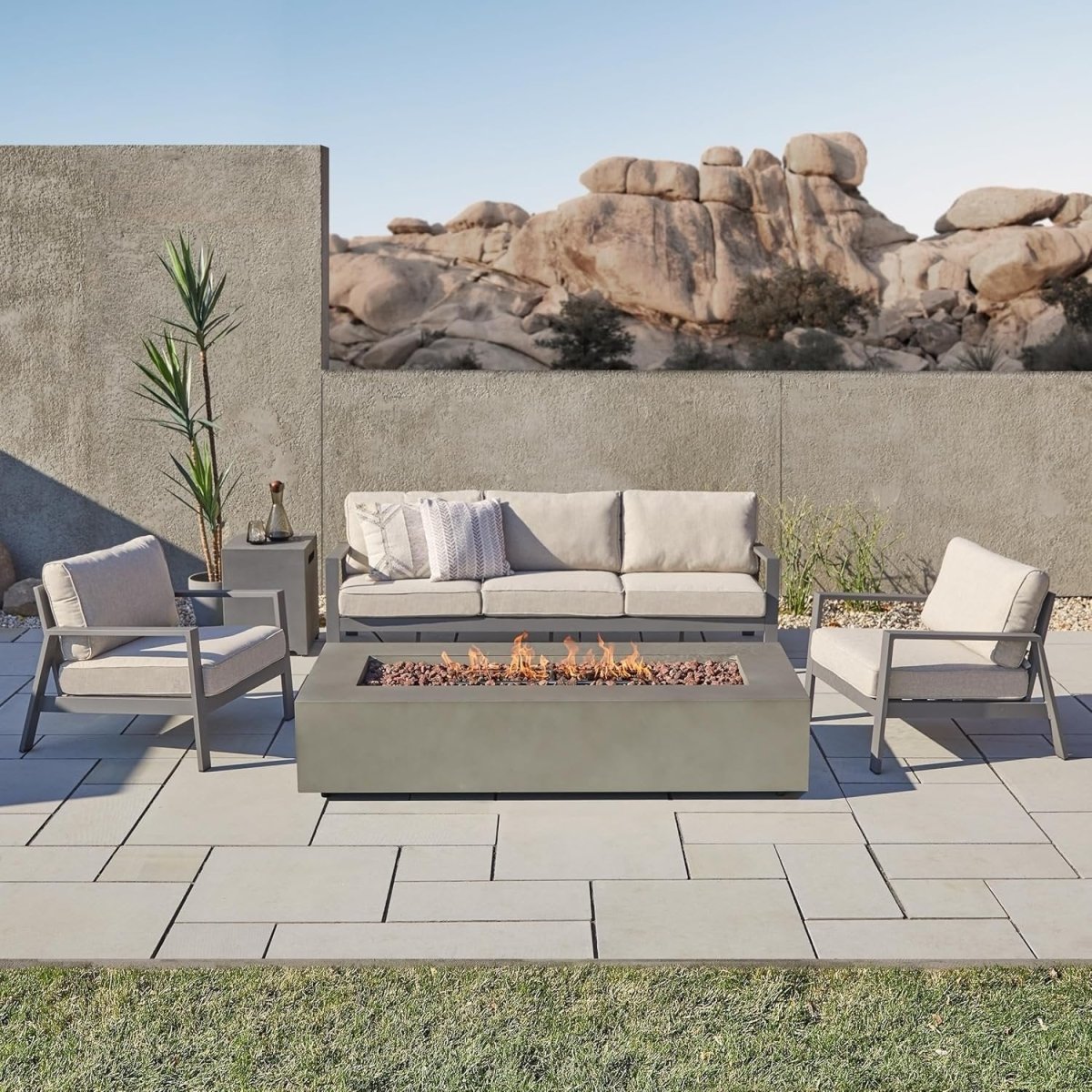 Real Flame Aegean 70″ Rectangle Propane Fire Table - Ezonesglobal - Buy at Wine Coolers Online