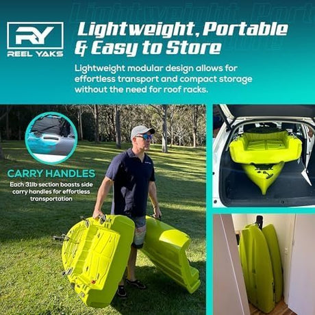 Reel Yaks Raptor Modular Fishing Kayak – 9.5ft Lightweight Sit On Top Kayak for Adults & Youth – Stable & Portable, Ideal Space - Saving Design for Travel – 380lbs Capacity - Ezonesglobal - Buy at Wine Coolers Online