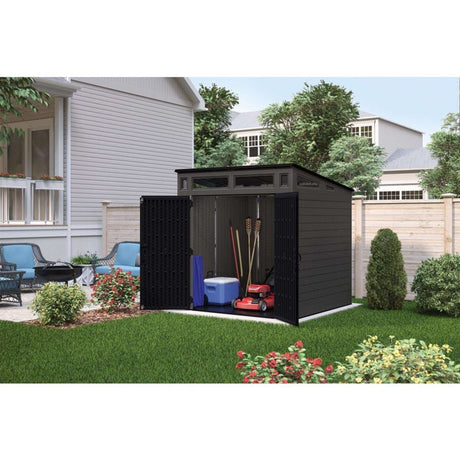 Suncast Modernist 7 ft. x 7 ft. Resin Vertical Pent Storage Shed with Floor Kit - Ezonesglobal - Buy at Wine Coolers Online
