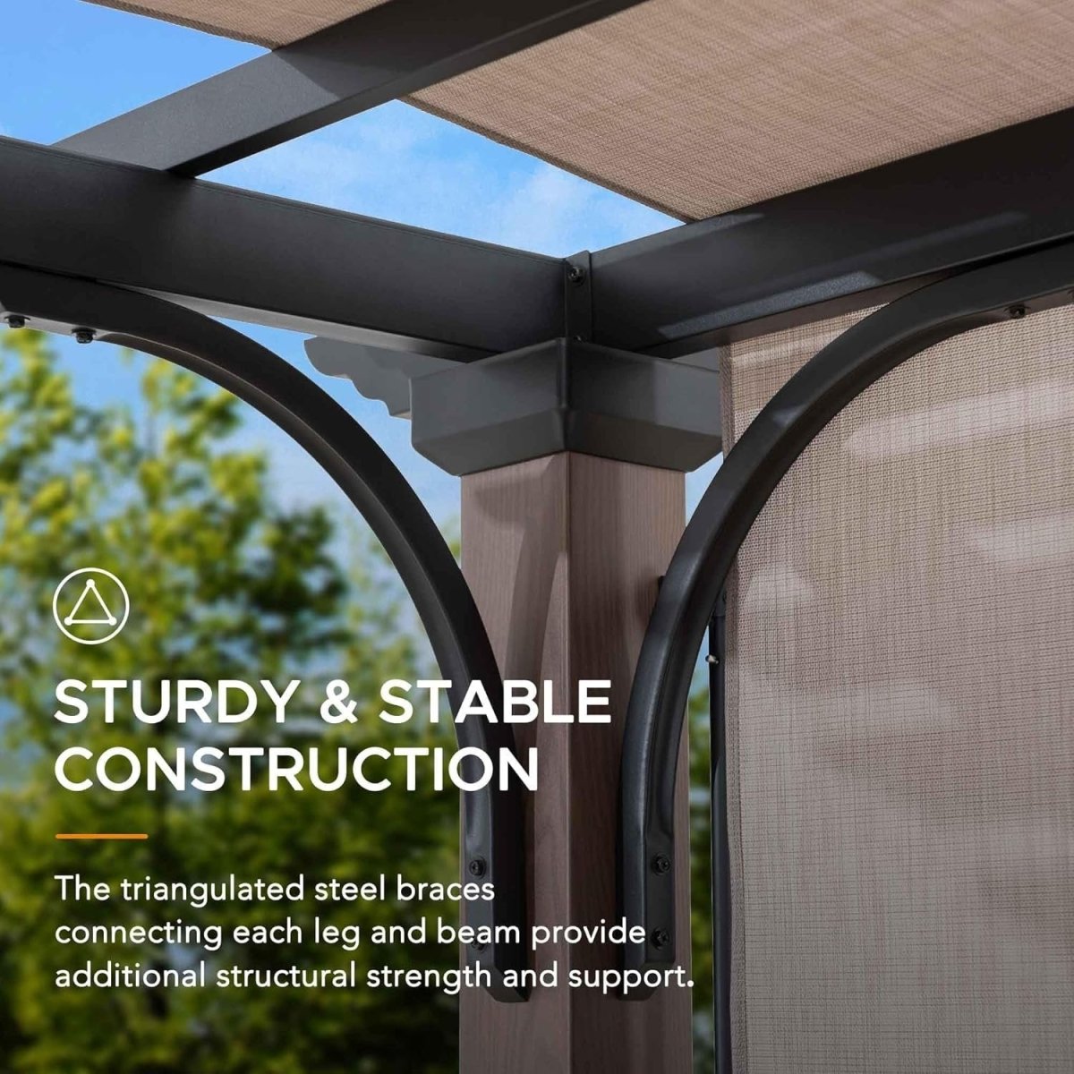 Sunjoy 11 x 11 ft Metal Pergola with Adjustable Tan Garden Shade - Ezonesglobal - Buy at Wine Coolers Online