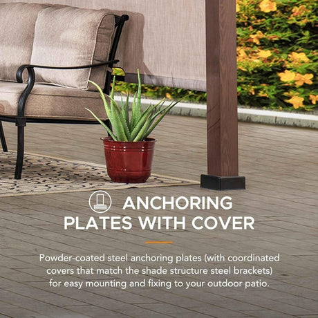 Sunjoy 11 x 11 ft Metal Pergola with Adjustable Tan Garden Shade - Ezonesglobal - Buy at Wine Coolers Online
