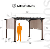 Sunjoy 11 x 11 ft Metal Pergola with Adjustable Tan Garden Shade - Ezonesglobal - Buy at Wine Coolers Online