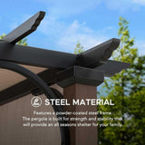 Sunjoy 11 x 11 ft Metal Pergola with Adjustable Tan Garden Shade - Ezonesglobal - Buy at Wine Coolers Online