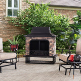Sunjoy Farmington Wood Burning Fireplace - Ezonesglobal - Buy at Wine Coolers Online
