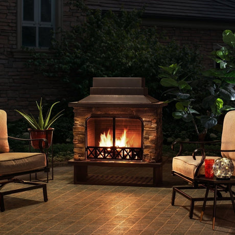 Sunjoy Farmington Wood Burning Fireplace - Ezonesglobal - Buy at Wine Coolers Online