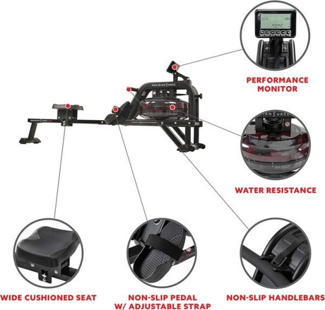 Sunny Health and Fitness Obsidian Surge Water Rowing Machine - Ezonesglobal - Buy at Wine Coolers Online