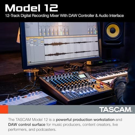 Tascam Model 12 All - in - One 12 - track Digital Multitrack Mixing and Recording Studio, Mixer, USB Audio Interface and DAW Controller - Ezonesglobal - Buy at Wine Coolers Online