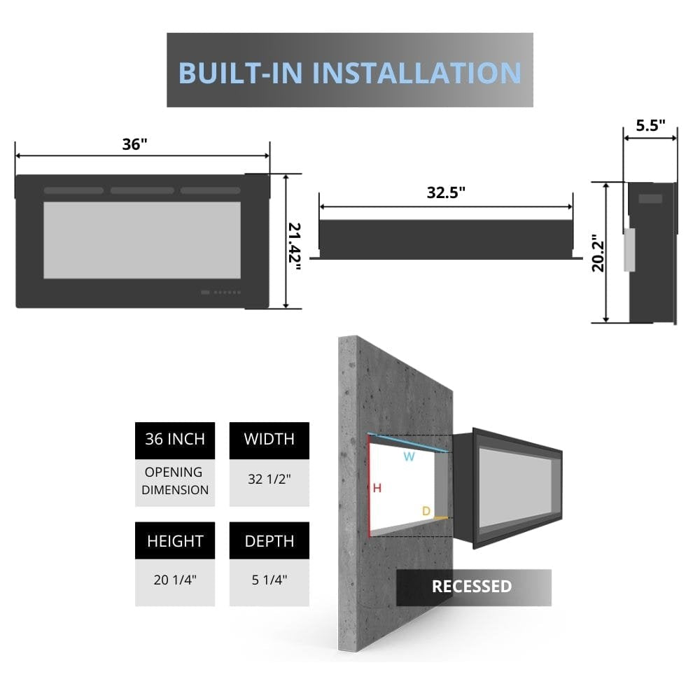 Touchstone Sideline 36 - inch Electric Fireplace - Ezonesglobal - Buy at Wine Coolers Online