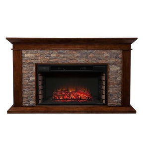 Unbranded Null Ithaca 60 In. W Simulated Stone Electric Fireplace - Ezonesglobal - Buy at Wine Coolers Online