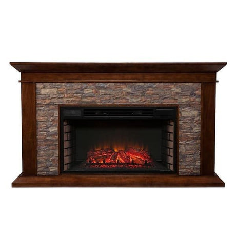 Unbranded Null Ithaca 60 In. W Simulated Stone Electric Fireplace - Ezonesglobal - Buy at Wine Coolers Online