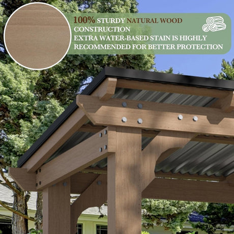 Veikous D Wooden Grill Gazebo Outdoor with Steel Roof - Ezonesglobal - Buy at Wine Coolers Online