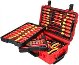 Wiha 32800 Insulated Tool Set with Screwdrivers, Nut Drivers, Pliers, Cutters, Ruler, Knife and Sockets in Rolling Tool Case, 10,000 Volt Tested and 1000 Volt Rated, 80 - Piece Set - Ezonesglobal - Buy at Wine Coolers Online