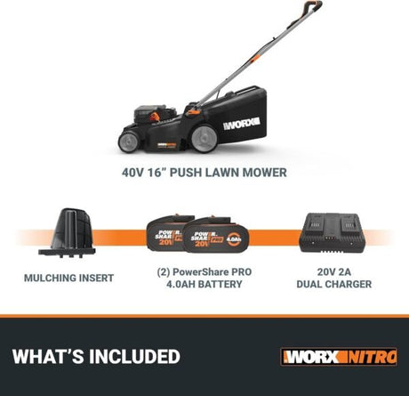 WORX Nitro 40V 16″ Cordless Lawn Mower w/Brushless Motor 2.0 & Intellicut - Ezonesglobal - Buy at Wine Coolers Online