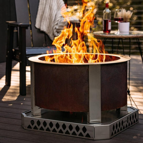 X Series 28 Inch Round Corten Steel Wood - Burning Fire Pit in Stainless Steel by Breeo - Ezonesglobal - Buy at Wine Coolers Online