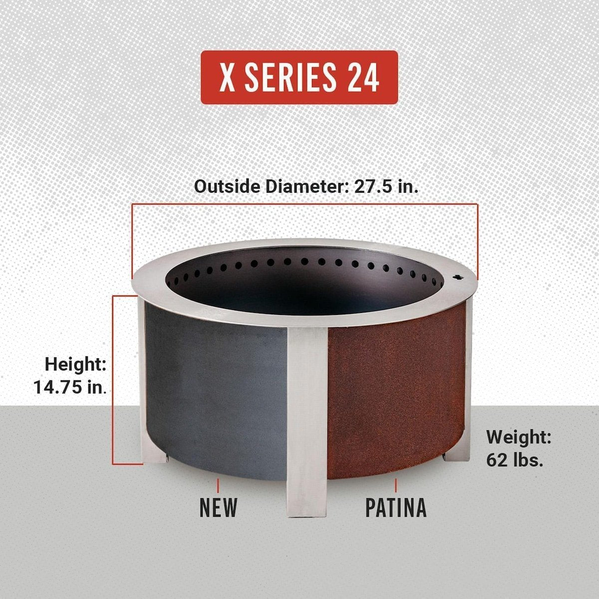 X Series 28 Inch Round Corten Steel Wood - Burning Fire Pit in Stainless Steel by Breeo - Ezonesglobal - Buy at Wine Coolers Online