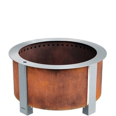 X Series 28 Inch Round Corten Steel Wood - Burning Fire Pit in Stainless Steel by Breeo - Ezonesglobal - Buy at Wine Coolers Online