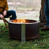 X Series 28 Inch Round Corten Steel Wood - Burning Fire Pit in Stainless Steel by Breeo - Ezonesglobal - Buy at Wine Coolers Online