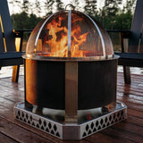 X Series 28 Inch Round Corten Steel Wood - Burning Fire Pit in Stainless Steel by Breeo - Ezonesglobal - Buy at Wine Coolers Online
