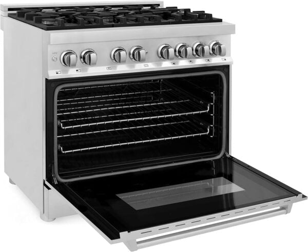 ZLINE 36 in. 4.6 cu. ft. Legacy Dual Fuel Range with 6 Burner Gas Cooktop and Electric Convection Oven in Stainless Steel (RA36) - Ezonesglobal - Buy at Wine Coolers Online
