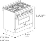 ZLINE 36 in. 4.6 cu. ft. Legacy Dual Fuel Range with 6 Burner Gas Cooktop and Electric Convection Oven in Stainless Steel (RA36) - Ezonesglobal - Buy at Wine Coolers Online