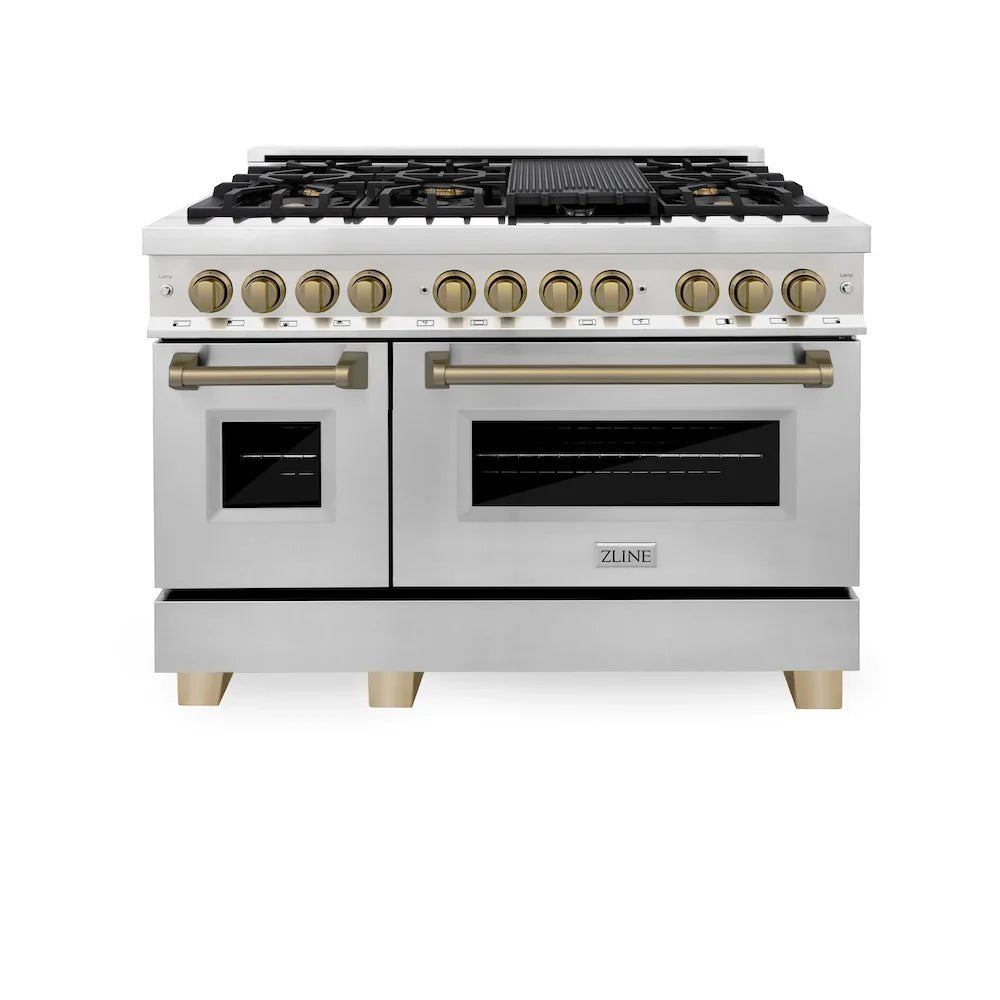 ZLINE Autograph Edition 48″ 6.0 cu. ft. Dual Fuel Range with Gas Stove and Electric Oven Stainless Steel Accents - Ezonesglobal - Buy at Wine Coolers Online