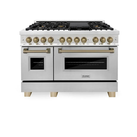 ZLINE Autograph Edition 48″ 6.0 cu. ft. Dual Fuel Range with Gas Stove and Electric Oven Stainless Steel Accents - Ezonesglobal - Buy at Wine Coolers Online
