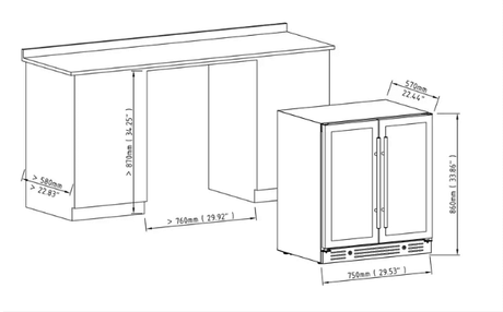 30 - inch Dual Zone Wine Cooler with Low - E Glass Door KBU165W2 - Kings Bottle - Buy at Wine Coolers Online