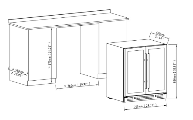30 - inch Undercounter Beverage Fridge with Low - E Glass Door KBU165B2 - Kings Bottle - Buy at Wine Coolers Online