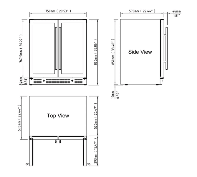 30 - inch Undercounter Beverage Fridge with Low - E Glass Door KBU165B2 - Kings Bottle - Buy at Wine Coolers Online