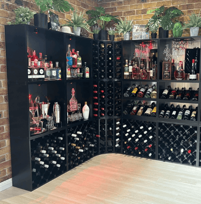 4 - Column 24 - Bottle Curved Corner Wine Cube WCC24N18T - Kings Bottle - Buy at Wine Coolers Online