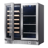 Kings Bottle 30" Combination Beer and Wine Cooler with Low - E Glass Door KBU165BW - BLK - Kings Bottle - Buy at Wine Coolers Online