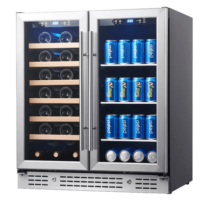 Kings Bottle 30" Combination Beer and Wine Cooler with Low - E Glass Door KBU165BW - BLK - Kings Bottle - Buy at Wine Coolers Online