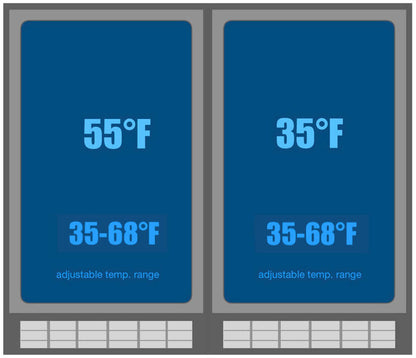 Kings Bottle 30" Combination Beer and Wine Cooler with Low - E Glass Door KBU165BW - BLK - Kings Bottle - Buy at Wine Coolers Online