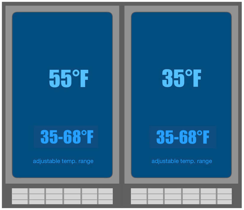 Kings Bottle 30" Combination Beer and Wine Cooler with Low - E Glass Door KBU165BW - SS - Kings Bottle - Buy at Wine Coolers Online