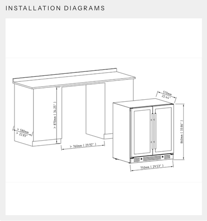 Kings Bottle 30" Combination Beer and Wine Cooler with Low - E Glass Door KBU165BW - SS - Kings Bottle - Buy at Wine Coolers Online