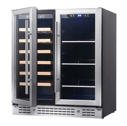 Kings Bottle 30" Combination Beer and Wine Cooler with Low - E Glass Door KBU165BW - SS - Kings Bottle - Buy at Wine Coolers Online
