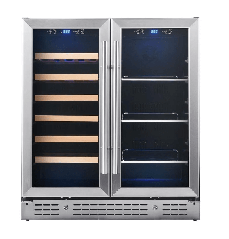 Kings Bottle 30" Combination Beer and Wine Cooler with Low - E Glass Door KBU165BW - SS - Kings Bottle - Buy at Wine Coolers Online