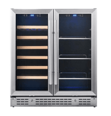 Kings Bottle 30" Combination Beer and Wine Cooler with Low - E Glass Door KBU165BW - SS - Kings Bottle - Buy at Wine Coolers Online