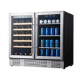 Kings Bottle 36" Beer and Wine Cooler Combination with Low - E Glass Door KBU190BW - SS - Kings Bottle - Buy at Wine Coolers Online