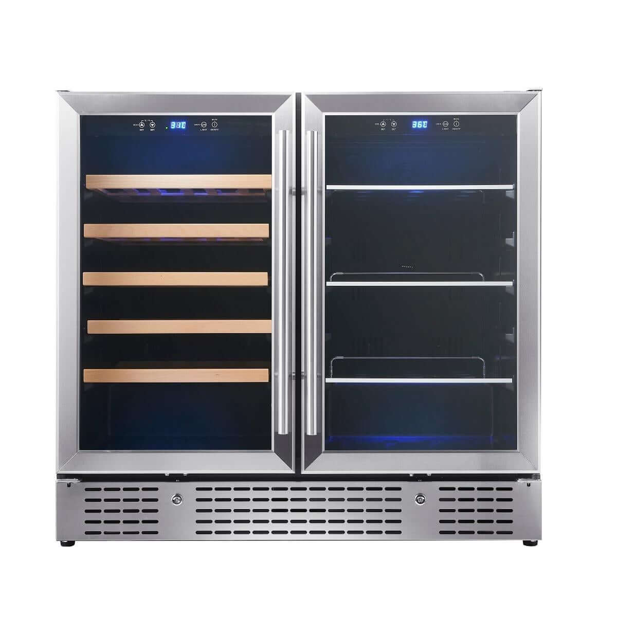 Kings Bottle 36" Beer and Wine Cooler Combination with Low - E Glass Door KBU190BW - SS - Kings Bottle - Buy at Wine Coolers Online