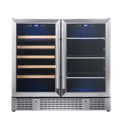 Kings Bottle 36" Beer and Wine Cooler Combination with Low - E Glass Door KBU190BW - SS - Kings Bottle - Buy at Wine Coolers Online